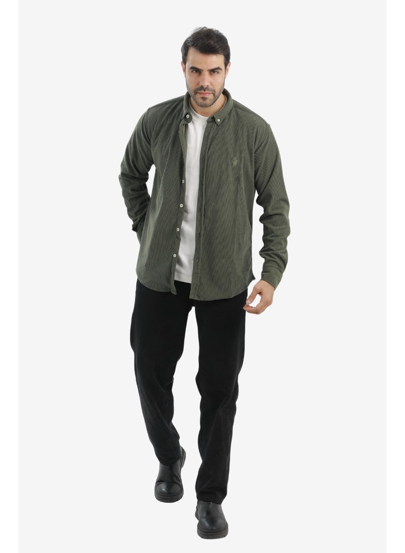 WHITE RABBIT “Slim Fit Olive Cotton Shirt for Men” - Image 5